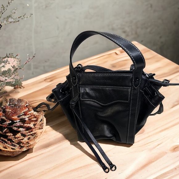Rebecca Minkoff Handbags - Rebecca Minkoff MAB Black Drawstring Tote Crossbody Bag Handbag Purse